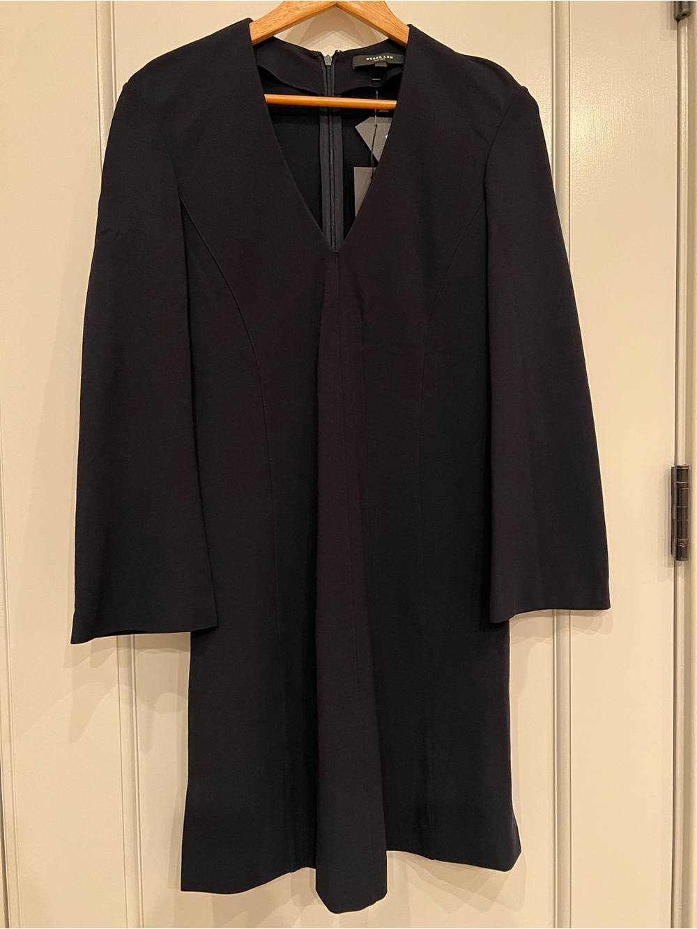 Derek Lam Black Long Sleeve V-Neck Shift Dress NWT